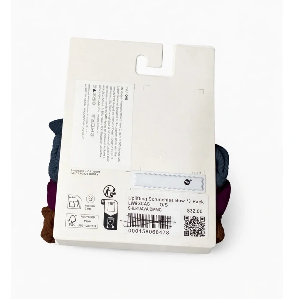 Lululemon Athletica Uplifting Scrunchie Bow Set - Blue, Purple, Brown